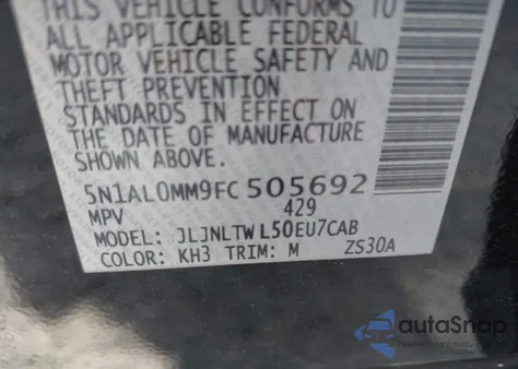 2015 Infiniti Qx60 из США, поврежденный, VIN 5N1AL0MM9FC505692